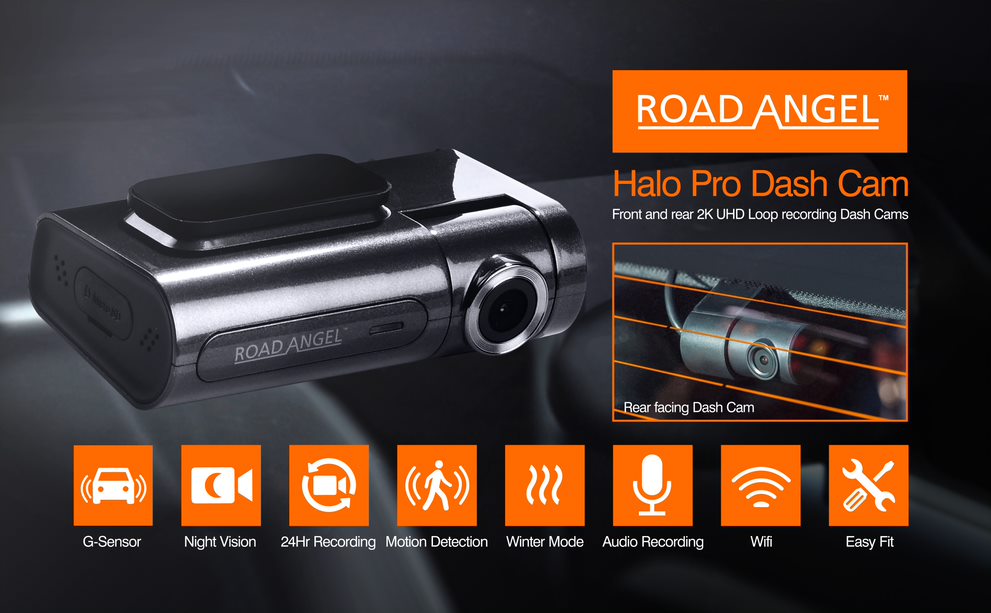 B-Stock Road Angel Halo Pro Front and Rear Dashcam with Winter and Parking Mode