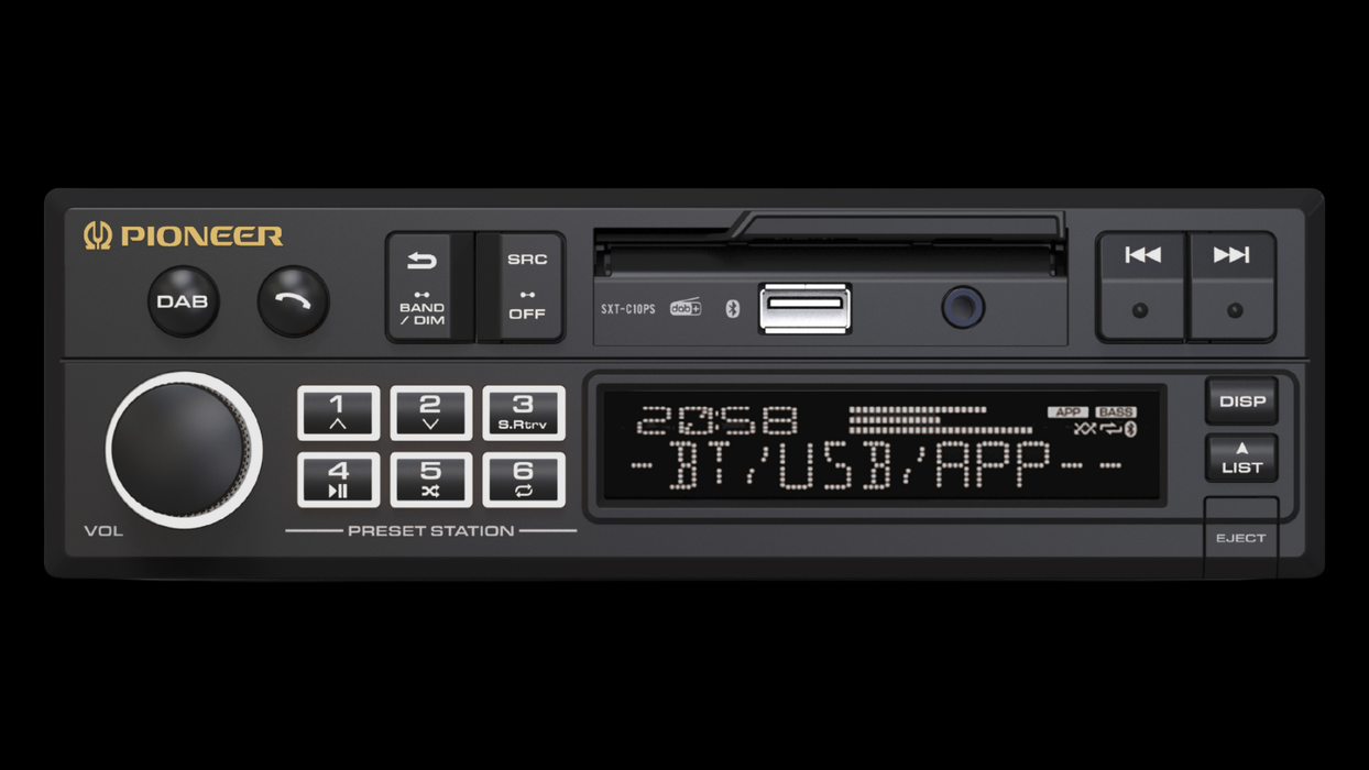 Pioneer SXT-C10PS - Retro Tape Deck Style Bluetooth DAB+ USB Aux Tuner Car Stereo