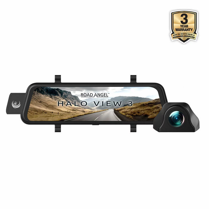 Road Angel Halo View 3 2160P 4K Mirror Dual Dash Cam with 10" Anti-glare LCD Touch Screen & Dual Parking Mode
