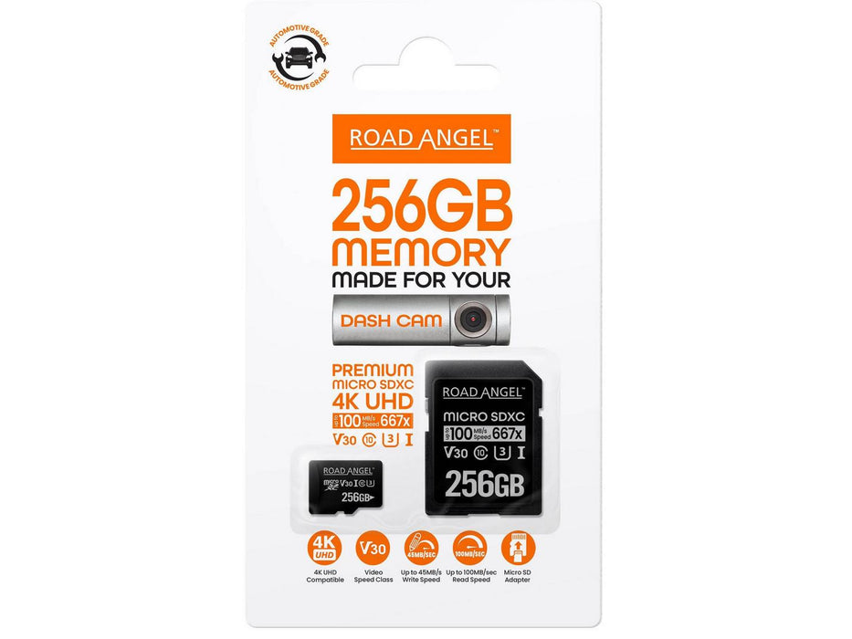 Road Angel 256GB MicroSD Card - Automotive Grade, Made for Halo Dash Cams