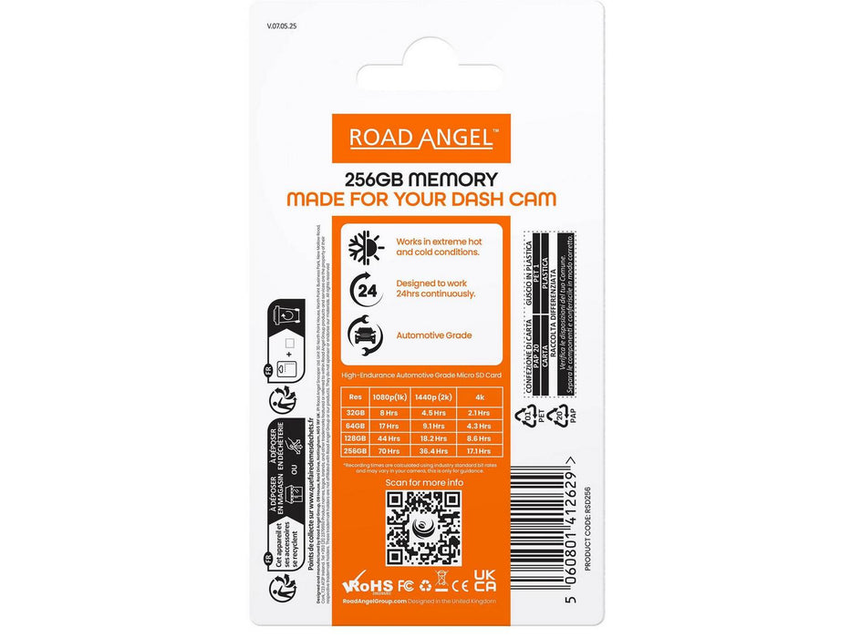 Road Angel 256GB MicroSD Card - Automotive Grade, Made for Halo Dash Cams