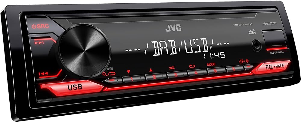 JVC KD-X182DB 1 DIN Digital Media Receiver with Amazon Alexa Bluetooth and DAB+