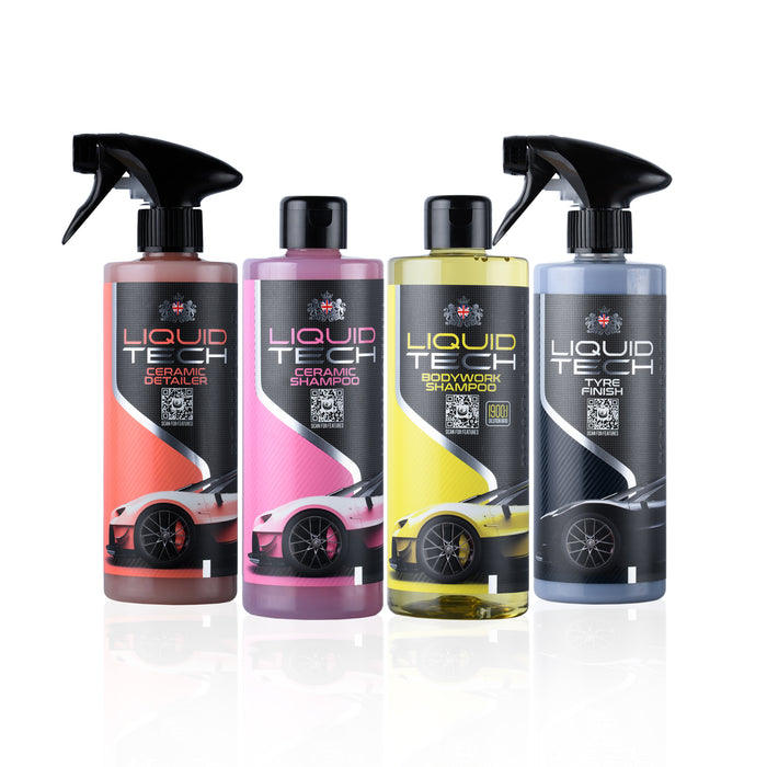 Liquid Tech Exterior Detail Pack: Body & Ceramic Shampoo, Tyre Finish, Detailer!