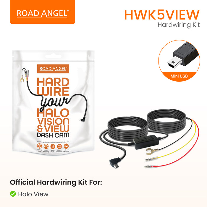 Road Angel HWK5VIEW Halo View & Aura HD5 5volt Hardwire Kit, Parking Mode, 3 Wire Connection (5v)