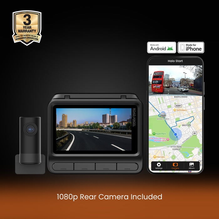 Road Angel Halo Elite 4K (2160p) & 1K (1080p) Dual Dash Cam Including Hard Wiring Kit With Sony Starvis 2 Enhanced Night Vision Video Technology!