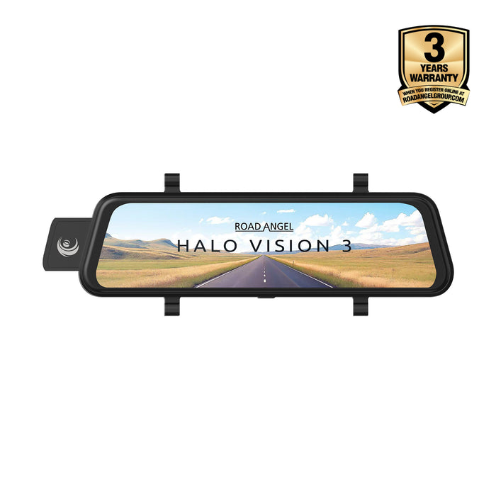 Road Angel Halo Vision 3 2160P 4K Mirror Dual Dash Cam with 10" Anti-glare LCD Touch Screen & Dual Parking Mode
