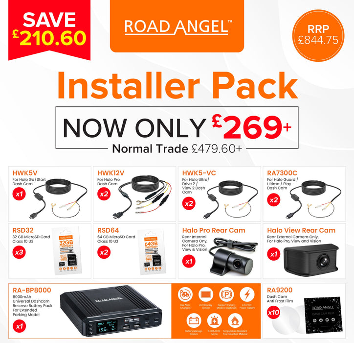 RA Installer Pack Mixed HWKs SD Cards Battery Pack Rear Cams