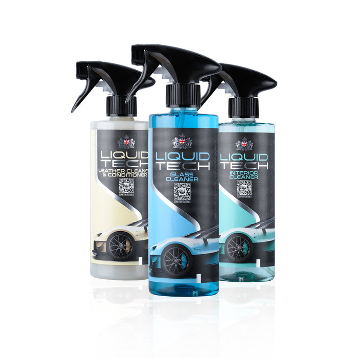 Liquid Tech Interior Detailing Pack: Glass Cleaner, Interior Cleaner, Leather Cleaner All You Need!