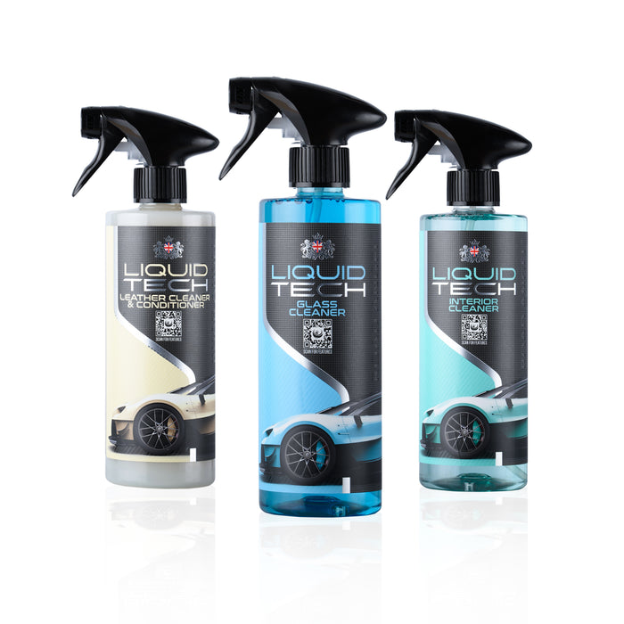 Liquid Tech Interior Detailing Pack: Glass Cleaner, Interior Cleaner, Leather Cleaner All You Need!