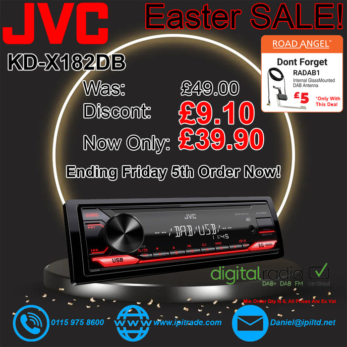JVC KD-X182DB SALE DEAL! 6 UNITS £39.90 EACH!