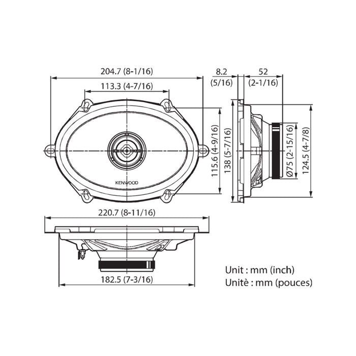 Kenwood KFC-PS5797C Factory-Fit 5" x 7" 2-Way Performance Standard Series Speaker System