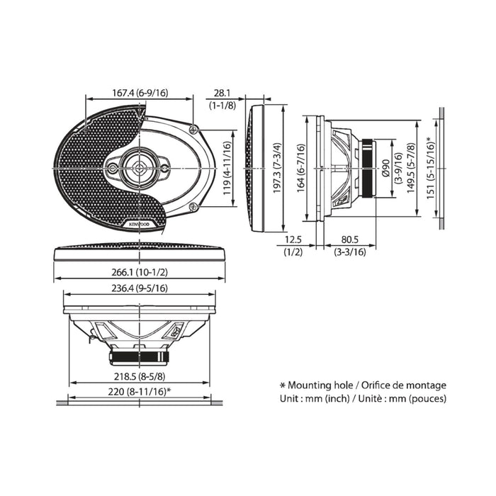 Kenwood KFC-PS6987 6" x 9" 4-Way Performance Standard Series Speaker System