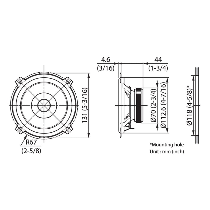 Kenwood KFC-S1357 Stage Sound Series 13cm Flush Mount Dual-Cone Speaker System