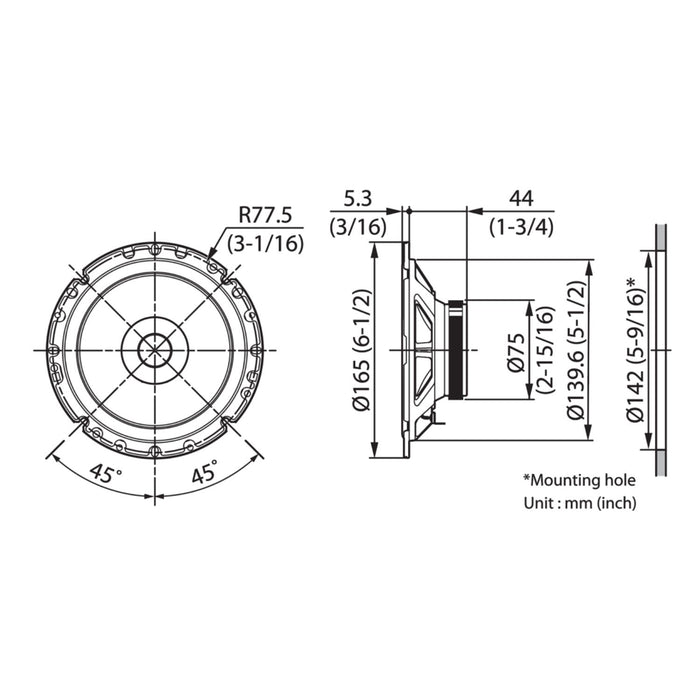 Kenwood KFC-S1757 Stage Sound Series 17cm Flush Mount Dual-Cone Speaker System
