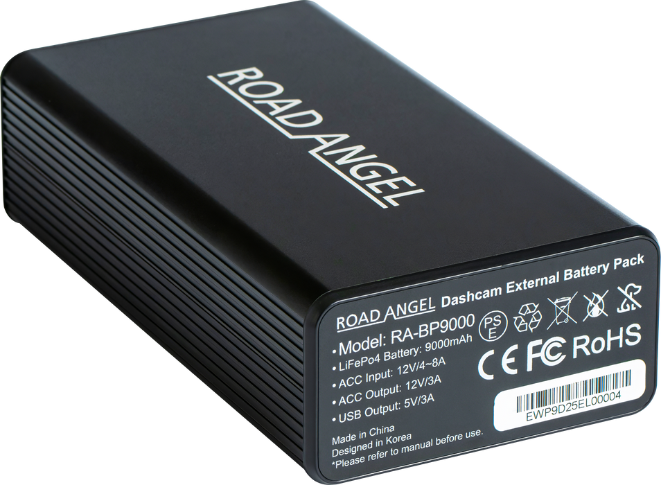 Road Angel RA-BP9000 12V/24V Universal Dashcam Reserve Battery Pack – For Extended Parking Mode for ALL DASH CAMS