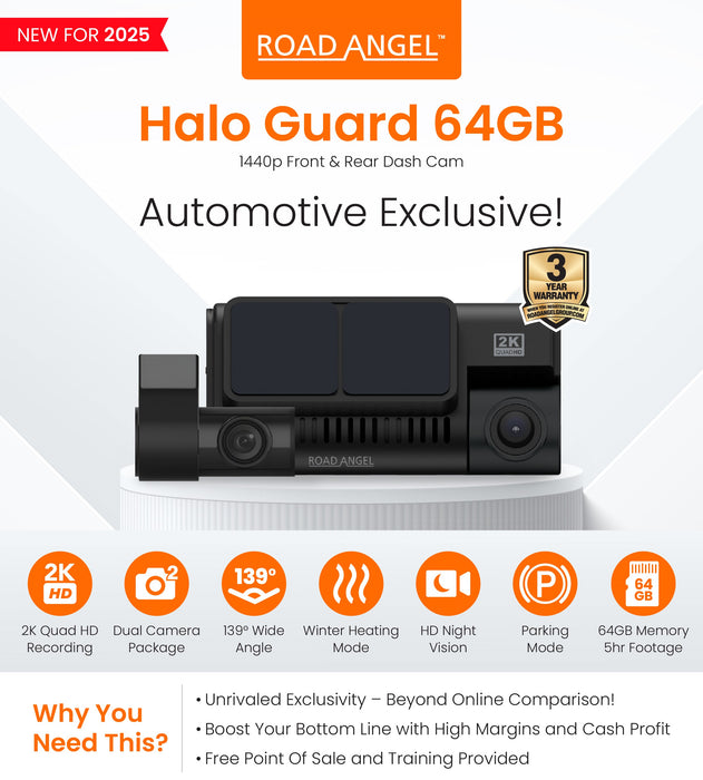 Halo Guard - 2ch Dash Cam Inc SD Card and Hardwire Kit
