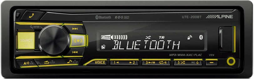 Alpine Car Audio Alpine UTE-200BT Mechless Digital Media Receiver With Bluetooth, USB, Aux and Multi Colour Display