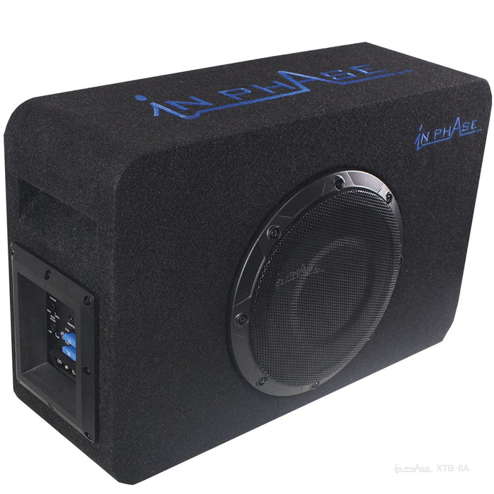 In Phase XTB-8A 600W Active Amplified Subwoofer Enclosure with Built in Class D Amp, Bass Remote and Quick Release Connections