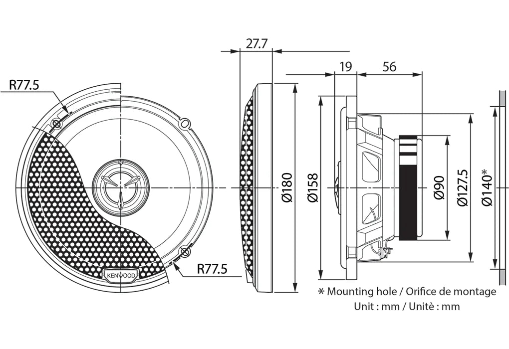Kenwood KFC-X1741 17cm Bracket Mount 2-way High Grade X-series Speaker System
