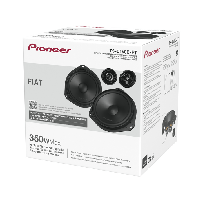 Pioneer TS-Q160C-FT 6.5" 350W 2-Way Component Speaker System For Fiat