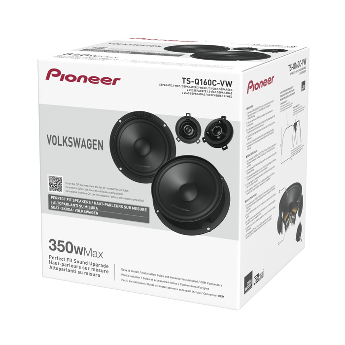 Pioneer TS-Q160C-VW 6.5" 350W 2-Way Component Speaker System For VW