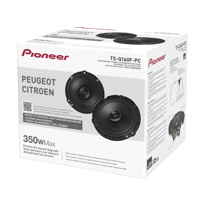 Pioneer TS-Q160F-PC 6.5" 350W 2-Way Coaxial Speaker System For Peugeot Citroen Vauxhall