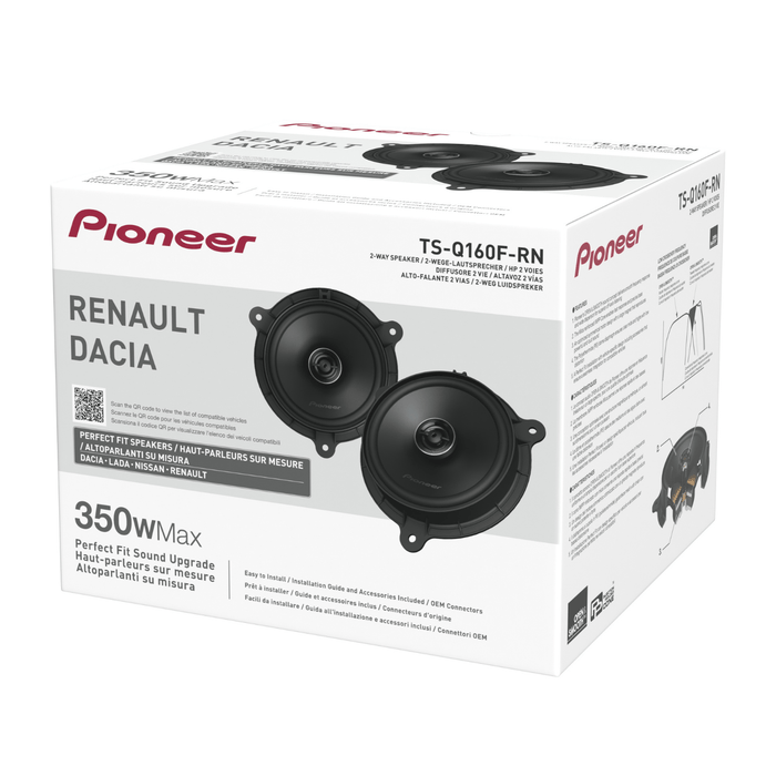 Pioneer TS-Q160F-RN 6.5" 350W 2-Way Coaxial Speaker System For Renault Nissan Dacia Lada