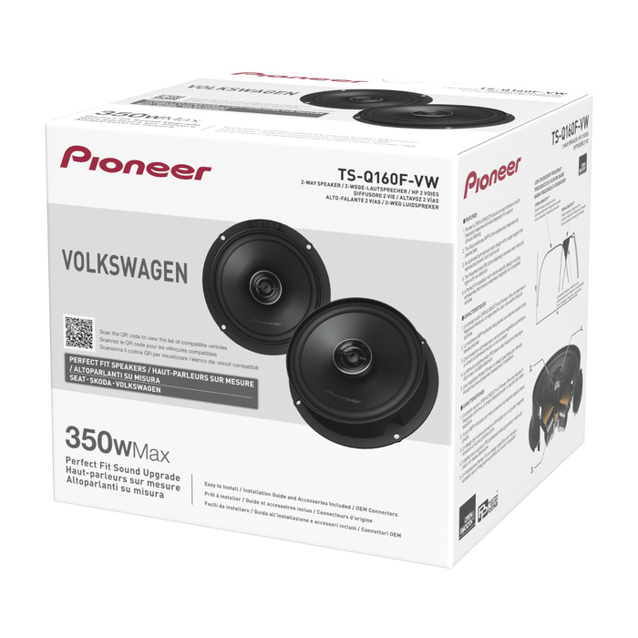 Pioneer TS-Q160F-VW 6.5" 350W 2-Way Coaxial Speaker System For VW