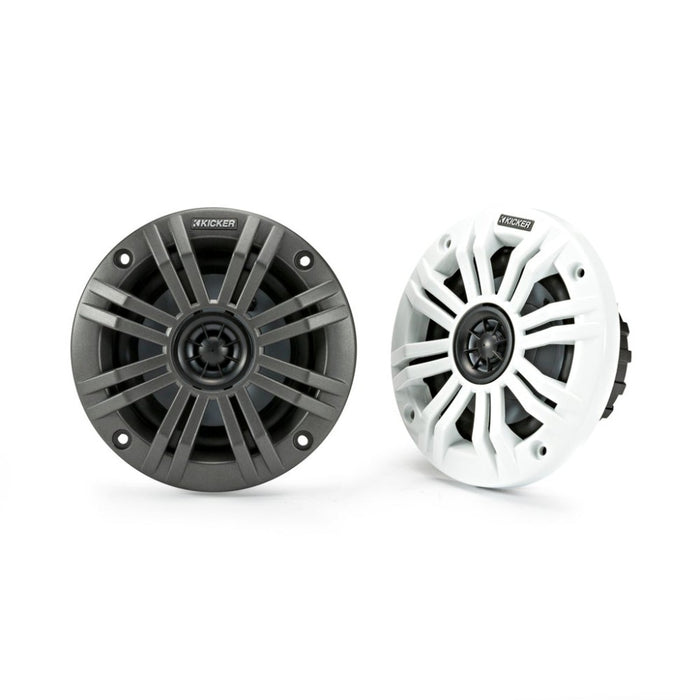 Kicker 45KM44 4" 100 mm Coaxial Speaker System With White & Charcoal Grills