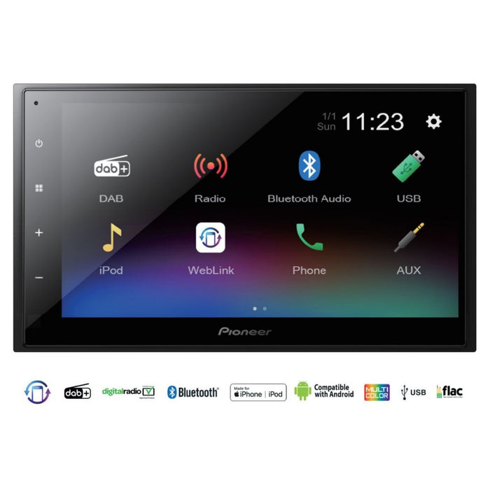 Pioneer DMH-A340DAB Double Din Stereo with 6.8" Multi-touchscreen, DAB, Bluetooth
