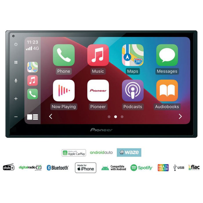Pioneer SPH-DA160DAB 6.8" Car Play, Android Auto Media Player Short Body