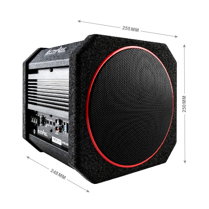 In Phase Car Audio XTB-828R 8" 300W Active Subwoofer with Passive Radiator and Class D Amplifer , Black