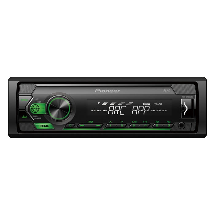 Pioneer MVH-S120UBG Mechless Car Stereo RDS tuner with USB and AUX in Green Illumination